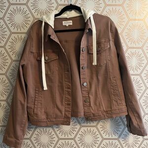 NWOT: Risen Blush Jacket with Removable White Hoodie